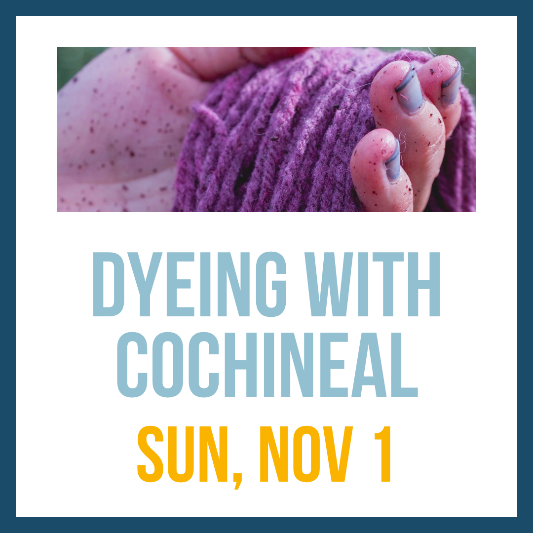 Cochineal Dye Workshop; Sun, Nov 1 @ 11:00am