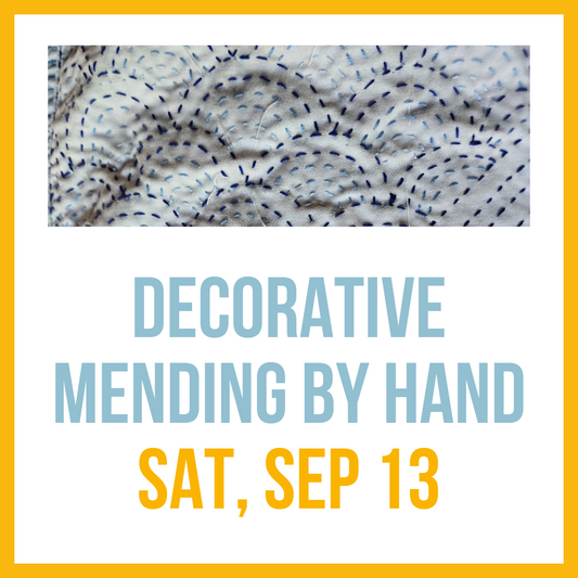 Decorative Mending by Hand Workshop, Sept 13 @ 10:30am**