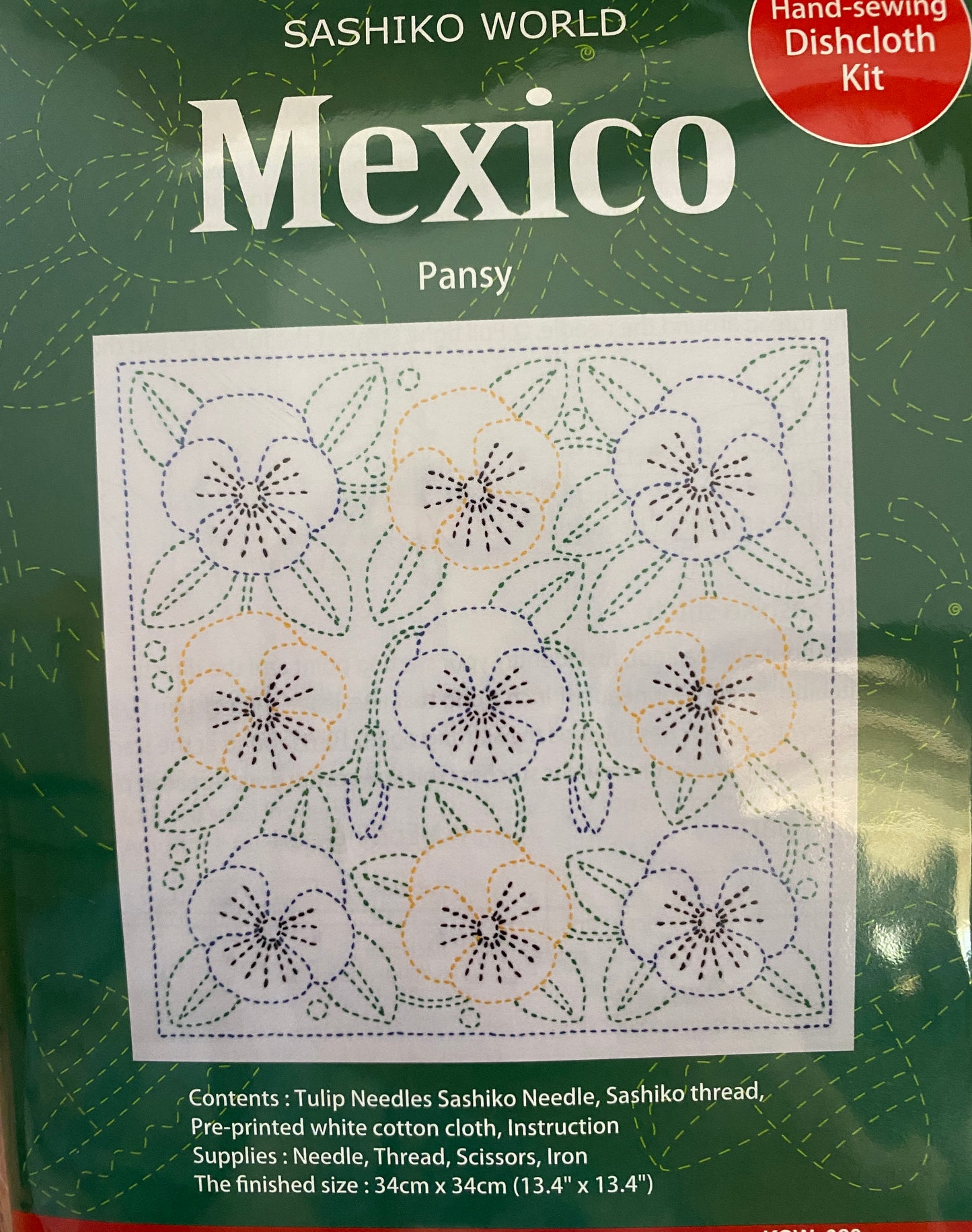 Sashiko Kit - Mexican Folk; pansy