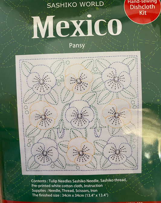 Sashiko Kit - Mexican Folk; pansy