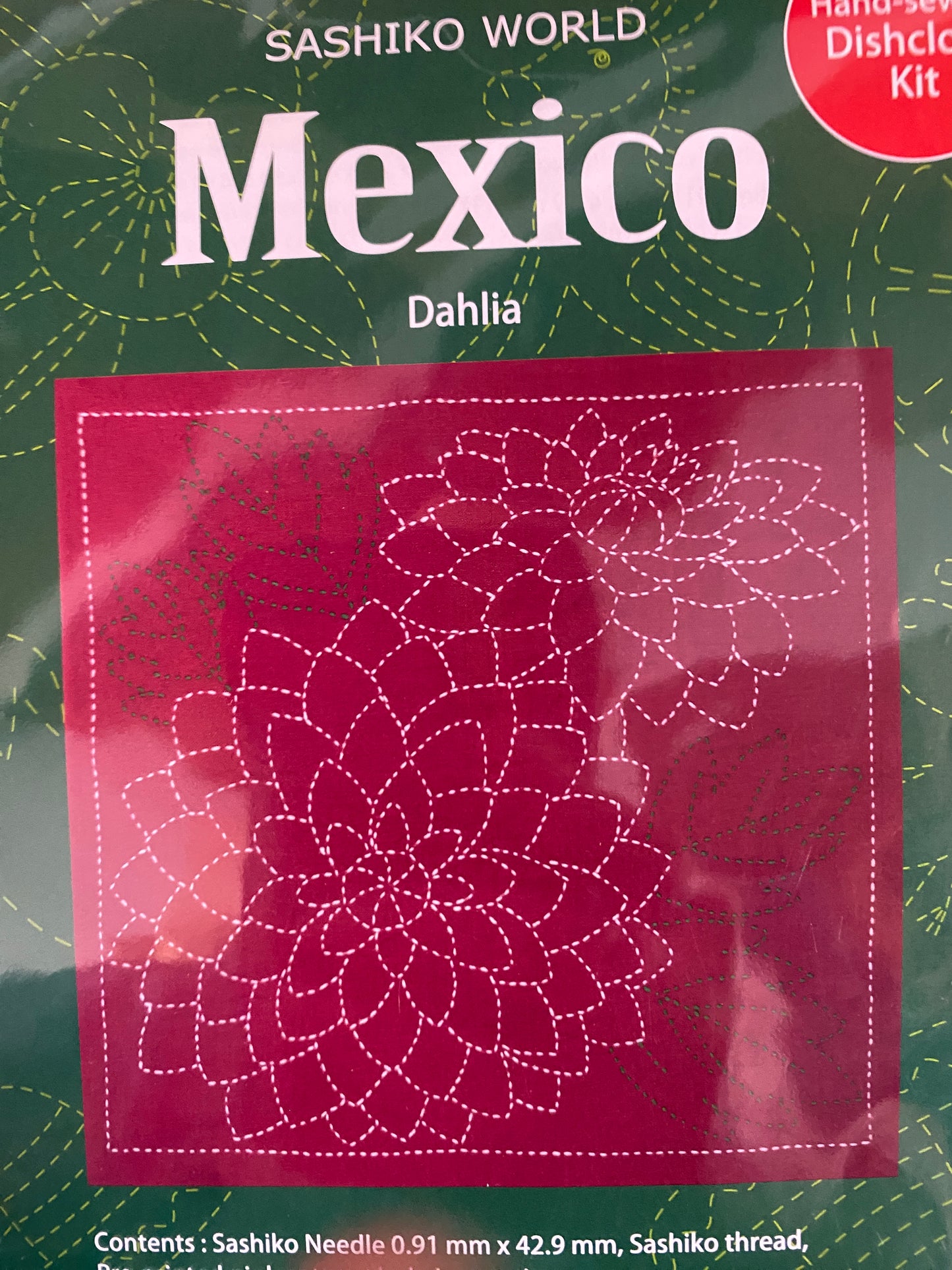 Sashiko Kit - Mexican Folk; dahlia