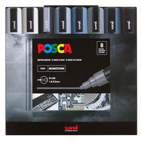 Monochromatic Greys Posca Pc-5M Paint Marker; set of 8