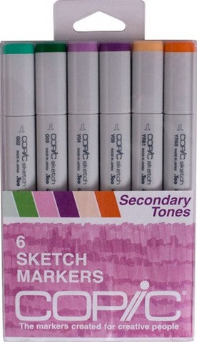 Copic Sketch Marker, 6 piece - Secondary Tones