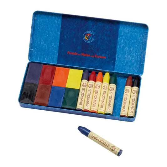 Wax Crayons, Stick & Block, Tin Case - standard colors