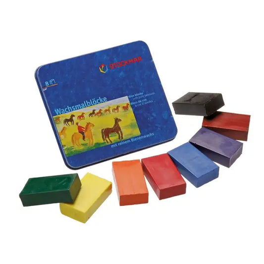Wax Crayons, Block, Tin Case - 8 assorted Waldorf colors