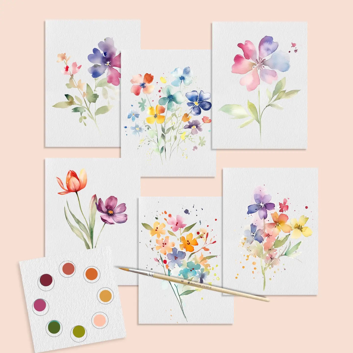 Spring Flowers: All-in-one Mini Watercolor Kit