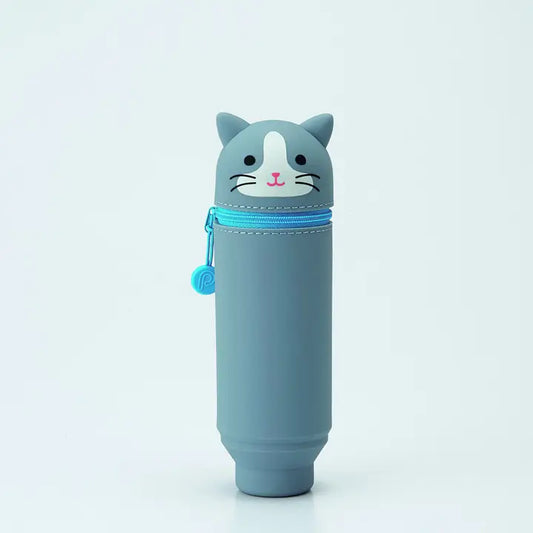 Standup Pencil Case - Grey Cat