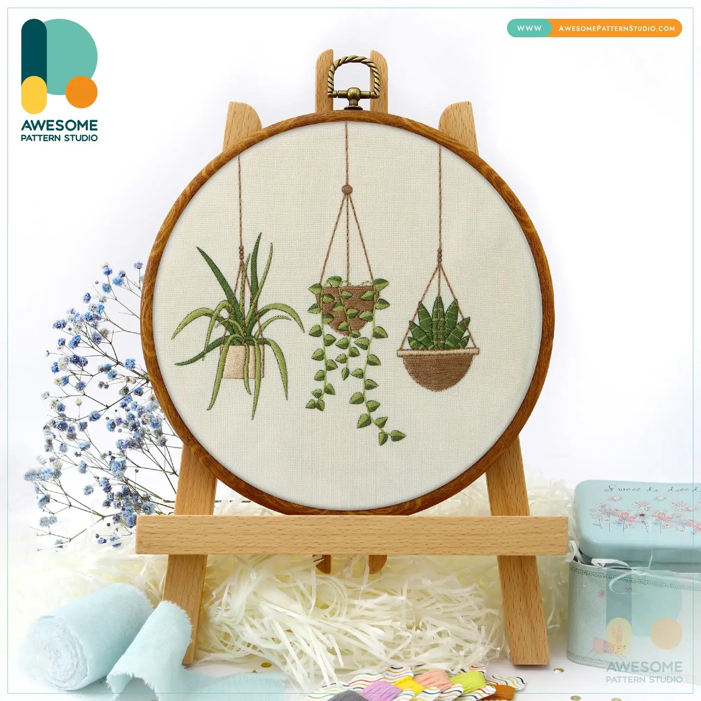 Hanging Plants Embroidery Kit