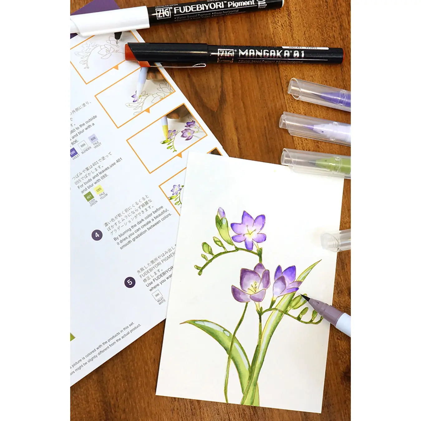 Zig Watercolor Brush Set -- Painting Flowers