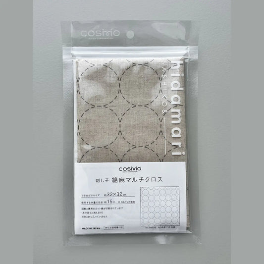 Circle Natural Sashiko Preprinted Fabric