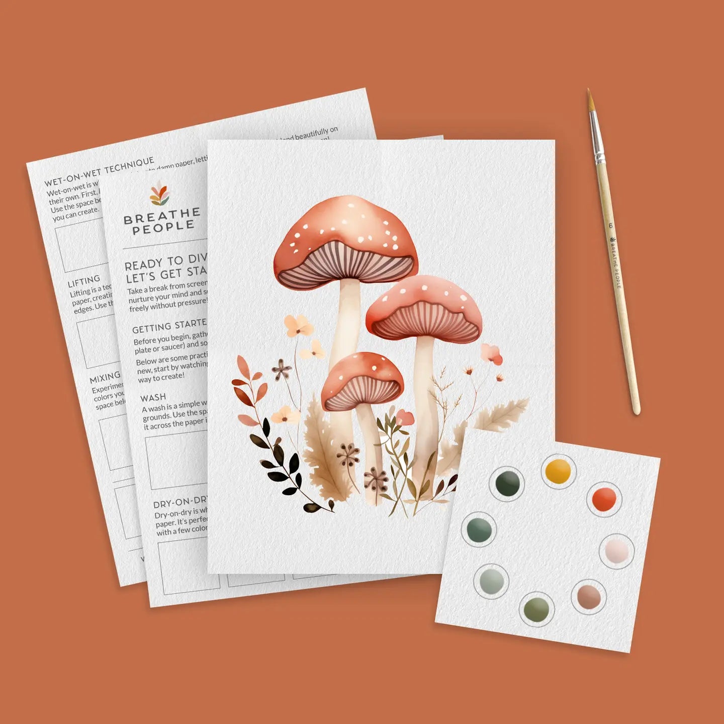 All-in-one Large Watercolor Kit -- Mushrooms