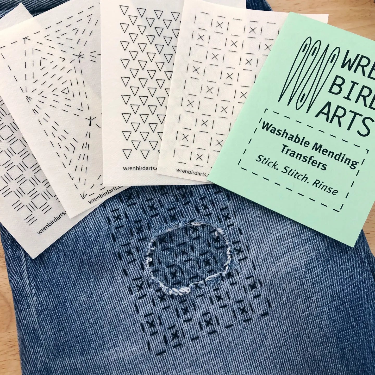Sage Set -- Sashiko Transfer Patterns; washable