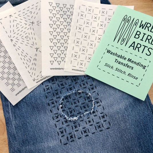 Sage Set -- Sashiko Transfer Patterns; washable