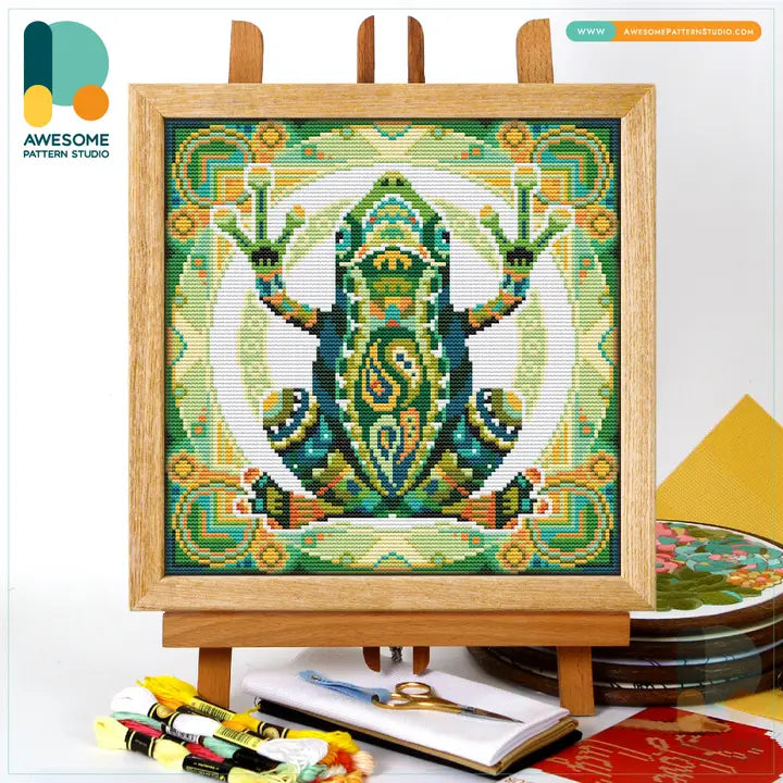 Frog Mandala - Counted Cross Stitch Kit