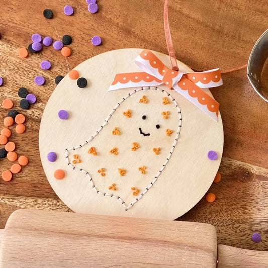 Floral Ghost Wood Embroidery Kit