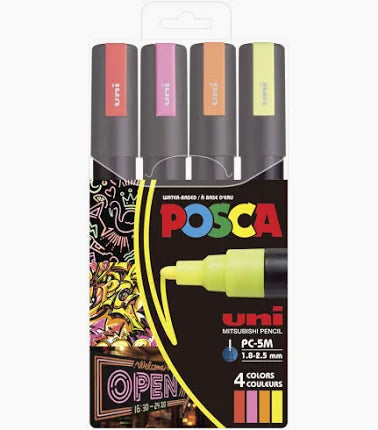 Neon Posca 5M Paint 4-piece Set