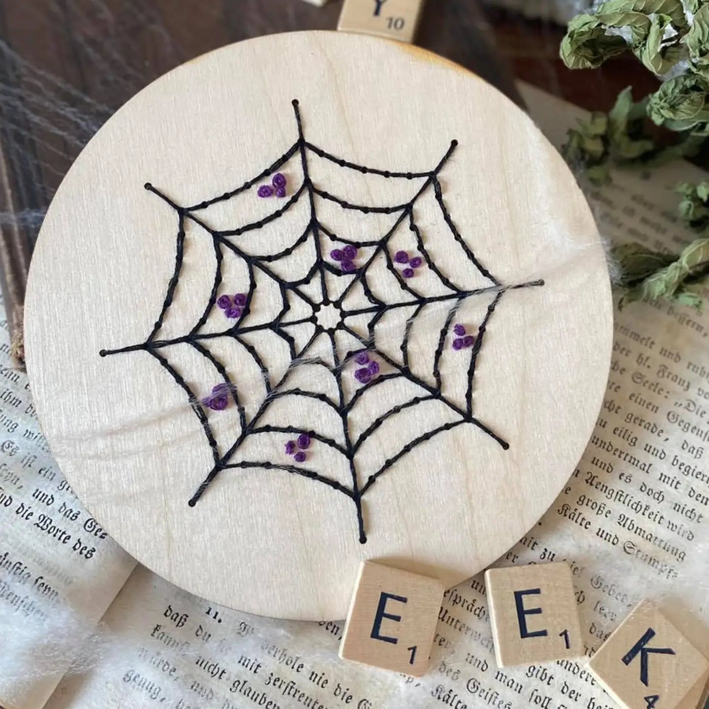 Spider Web Wood Embroidery Kit