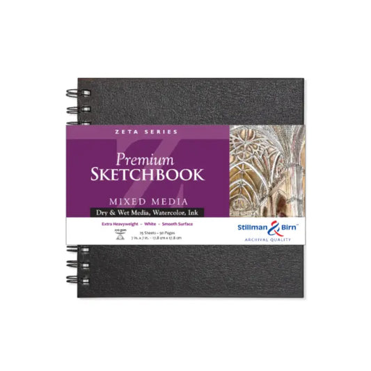 Mixed Media Sketchbook; Zeta Series; Hardcover Wirebound (square, 7" x 7")